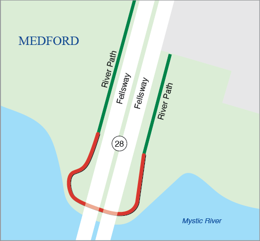 MEDFORD: SHARED USE PATH CONNECTION AT THE ROUTE 28/WELLINGTON UNDERPASS